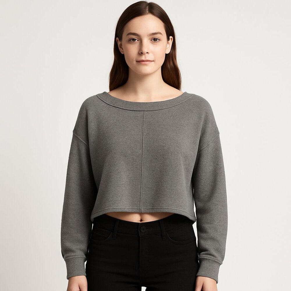 Free‎ People Gray Cozy Knit Cropped Sweater